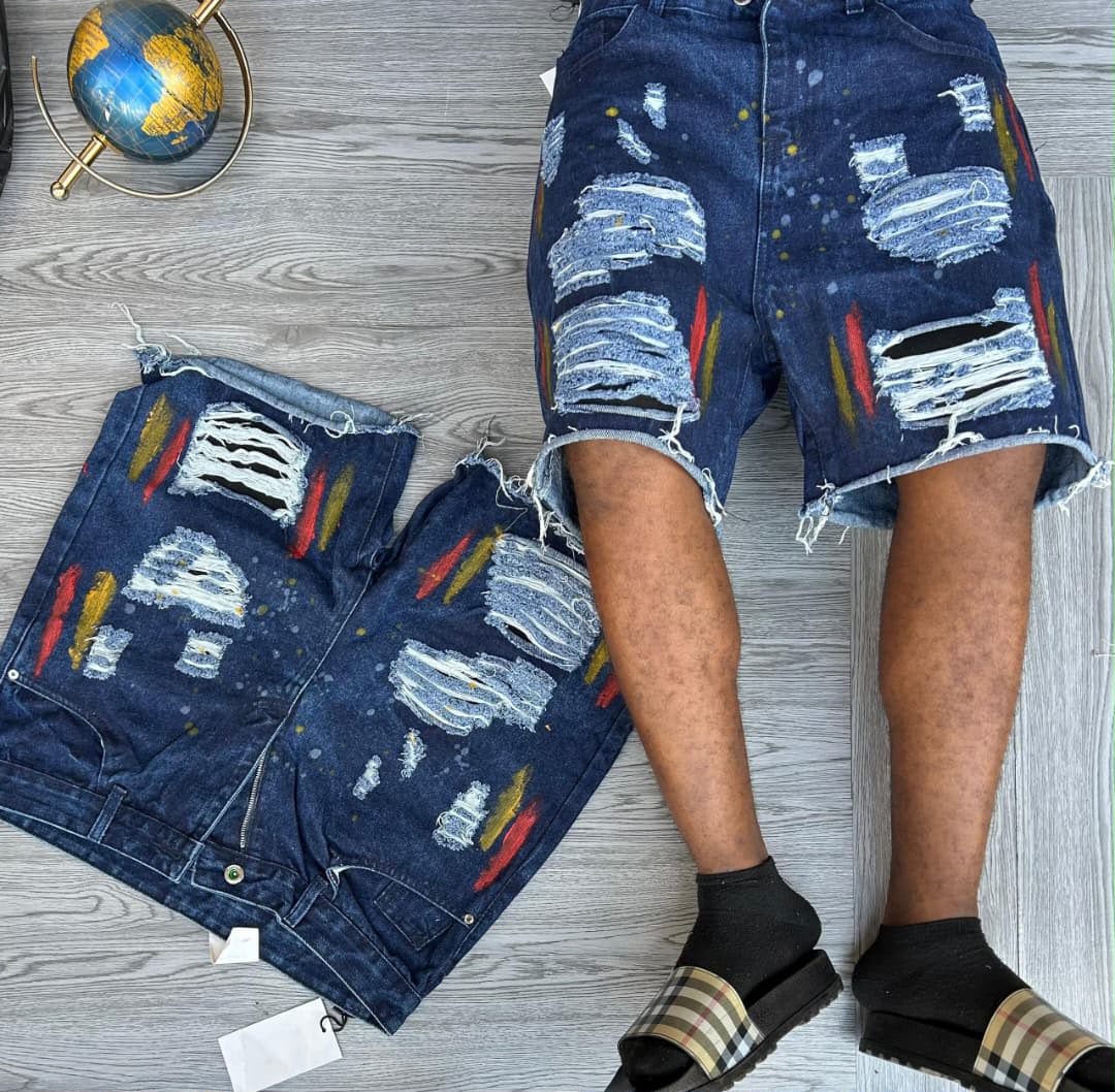 Paint Splatter Denim Shorts