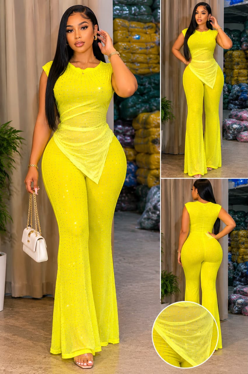 Rhinestone Flare Jumpsuit